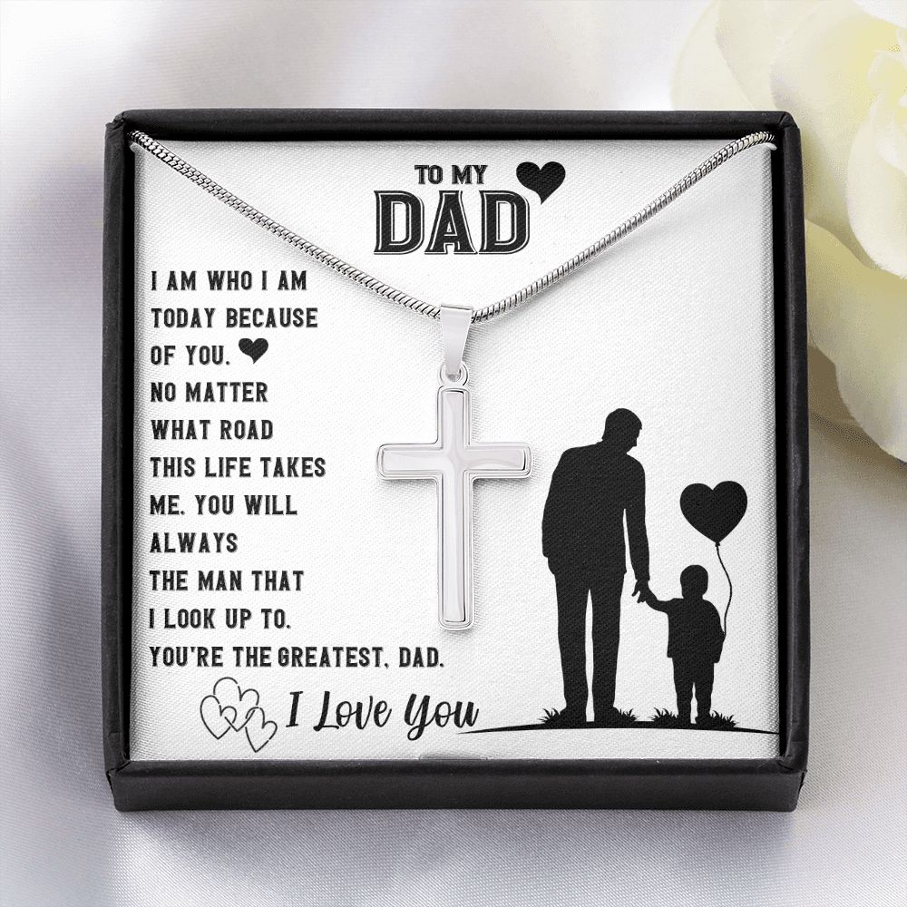 To My Dad | I Love You - Stainless Steel Cross Necklace