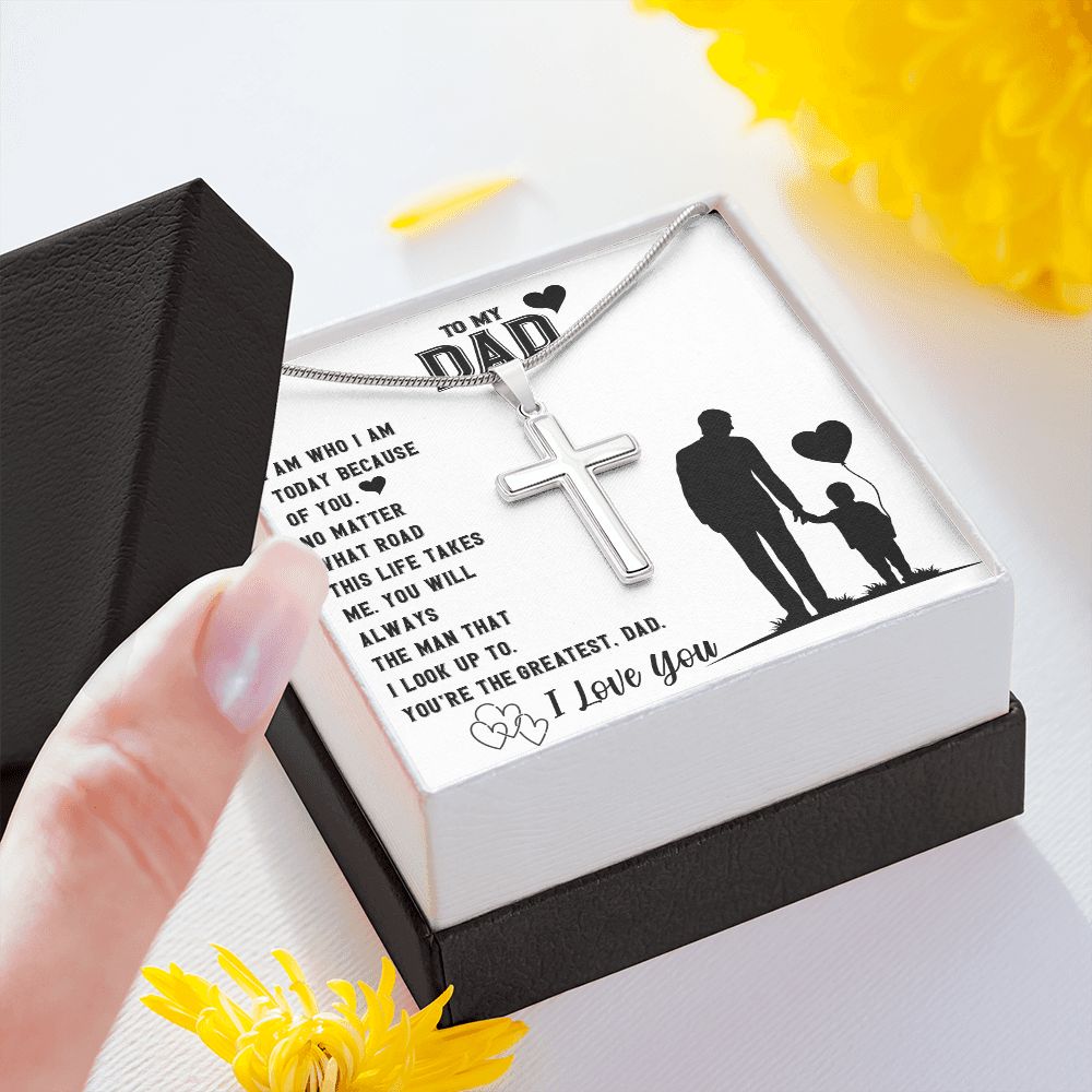 To My Dad | I Love You - Stainless Steel Cross Necklace