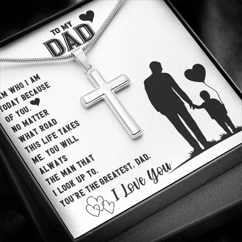 To My Dad | I Love You - Stainless Steel Cross Necklace