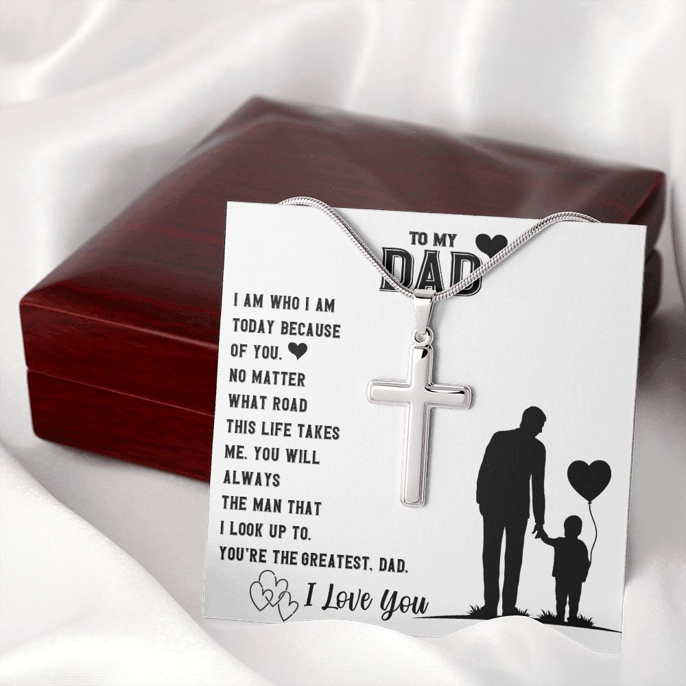 To My Dad | I Love You - Stainless Steel Cross Necklace