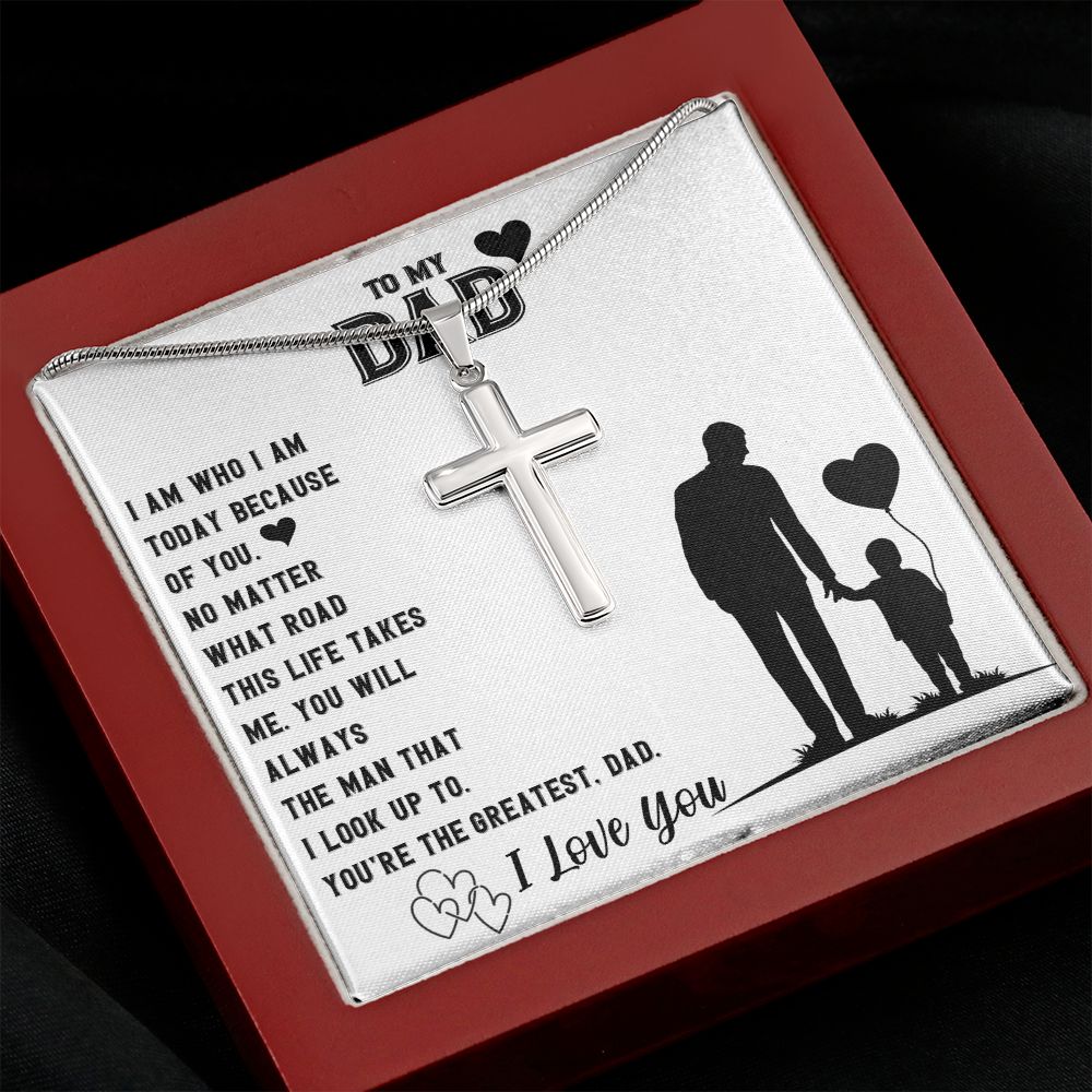To My Dad | I Love You - Stainless Steel Cross Necklace