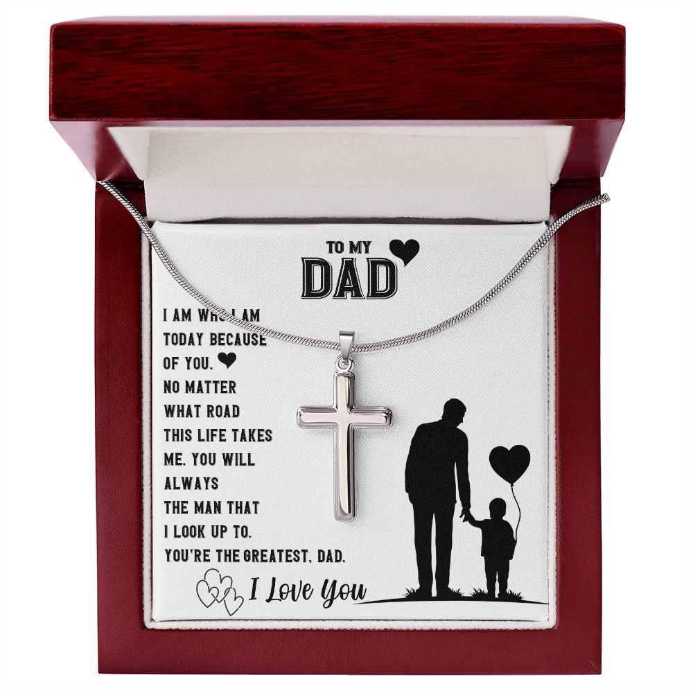 To My Dad | I Love You - Stainless Steel Cross Necklace