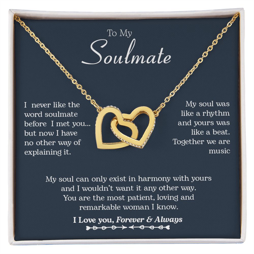 To My Soulmate | I Love You, Forever & Always - Interlocking Hearts necklace