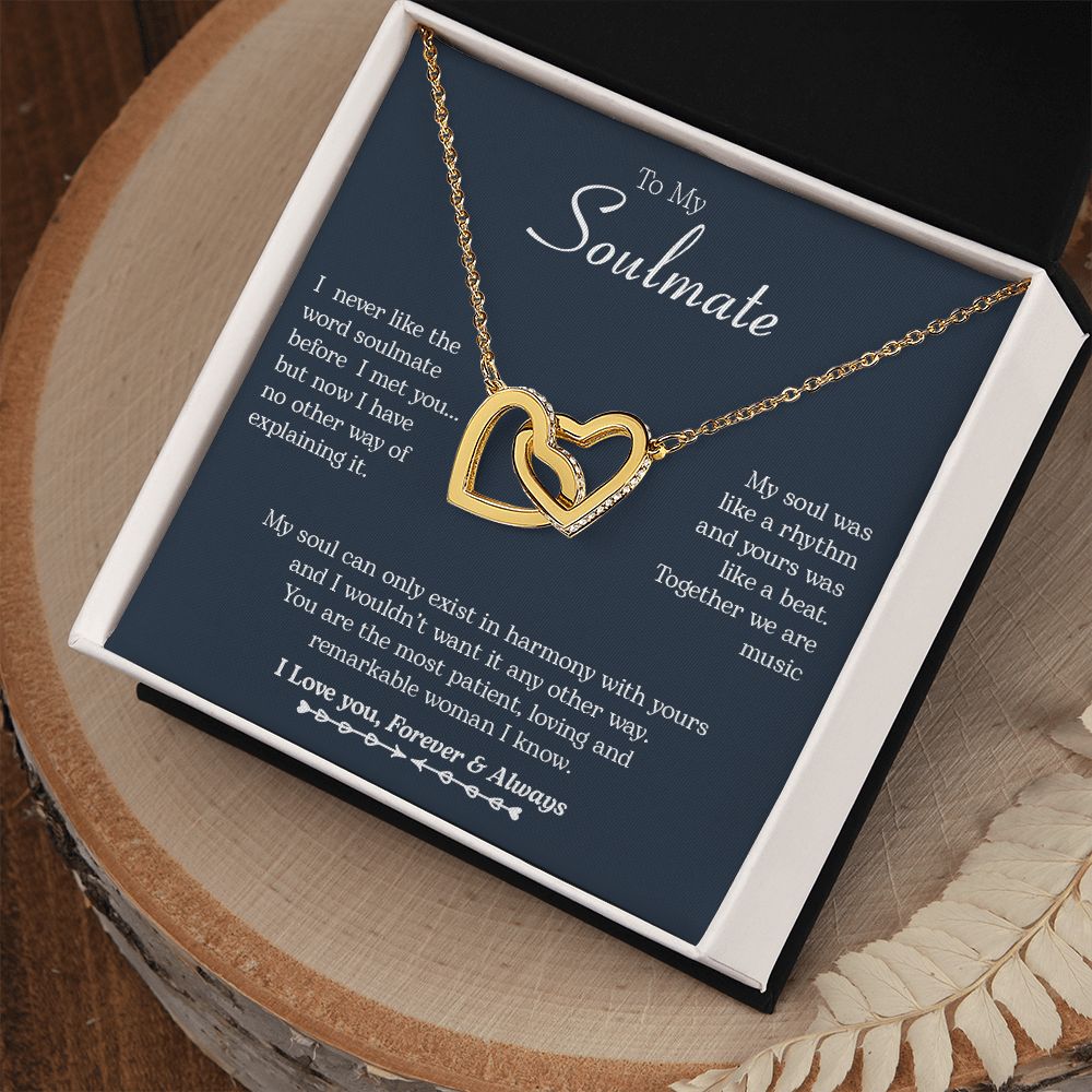 To My Soulmate | I Love You, Forever & Always - Interlocking Hearts necklace
