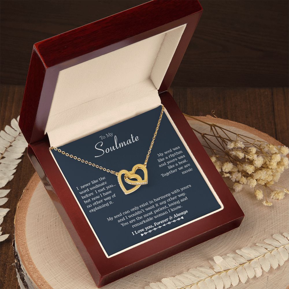 To My Soulmate | I Love You, Forever & Always - Interlocking Hearts necklace
