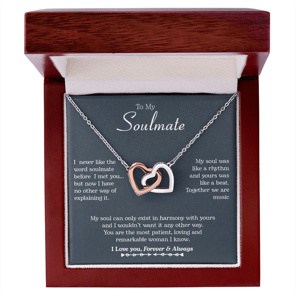 To My Soulmate | I Love You, Forever & Always - Interlocking Hearts necklace
