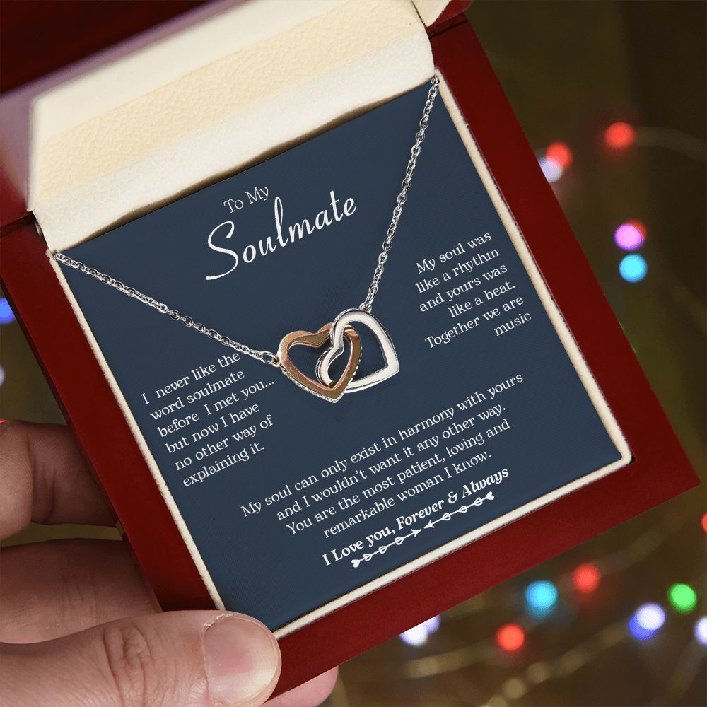 To My Soulmate | I Love You, Forever & Always - Interlocking Hearts necklace